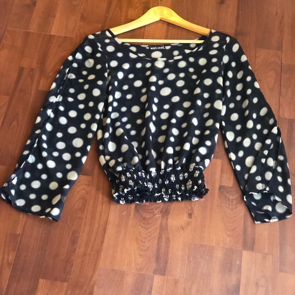 Navy/polka dot chiffon Blouse